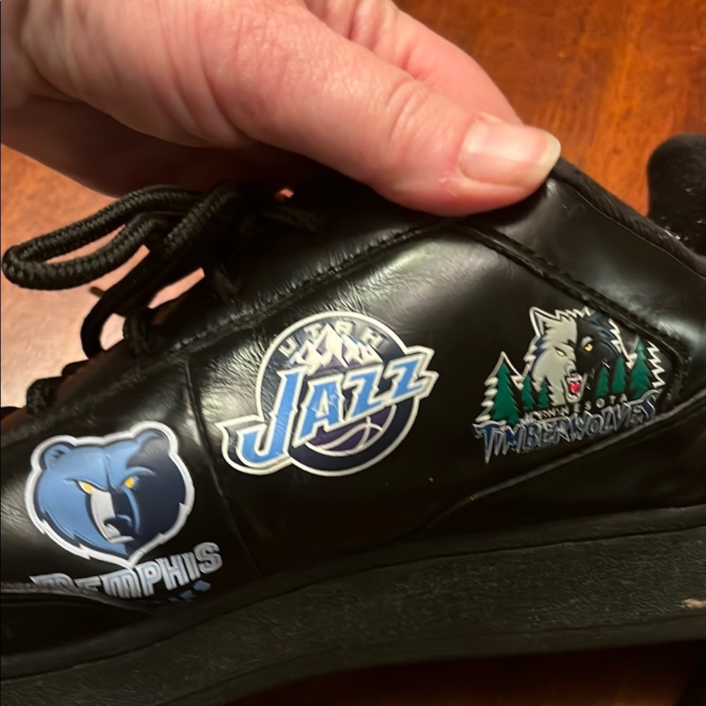 Reebok Black Leather NBA Western Conference Team Logo Sneakers Size13 - Picture 13 of 16